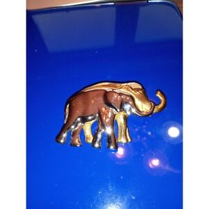 Liz Claiborne 2 Tone Elephant Statement Brooch Pin Political Gold & Silver Tone